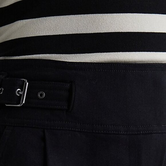 Express: HIGH WAISTED SIDE BUCKLE BELT WIDE LEG PANT Size 8R in Pitch Black - Picture 2 of 6